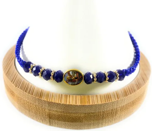 Vista 3 de San Miguel Arcángel Rojo con oro Pulsera ajustable Roja Ajustable De San Miguel Arcangel Con Tono Dorado (SM5)