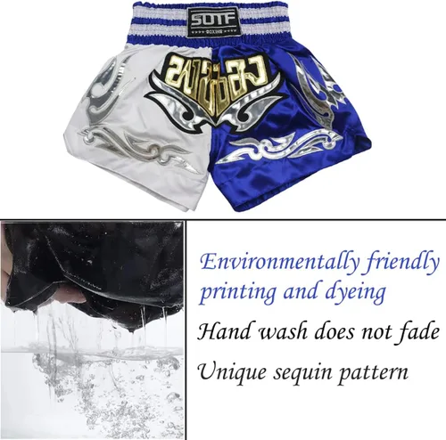 Vista 4 de Pantalones cortos de boxeo para mujer, pantalones cortos de entrenamiento de artes marciales mixtas para hombres, BJJ Muay Thai, pantalones cortos