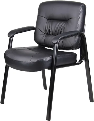 Vista 7 de Boss Office Products Silla de invitados de LeatherPlus con respaldo medio ejecutivo en negro