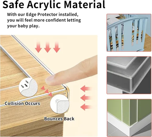 Vista 3 de Protector de Esquinas y Bordes a Prueba de Bebés, Protector Suave y Transparente para Esquinas de Mesas y Muebles y Tope de Seguridad para Puertas
