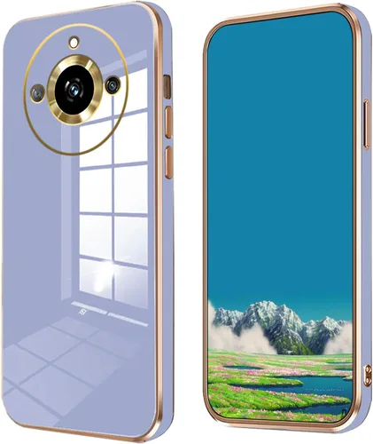 Vista 10 de Compatible con Realme 11 Pro Plus Funda de silicona rosa, chapado para Realme 11 Pro Plus, funda delgada y suave a prueba de golpes (negro)