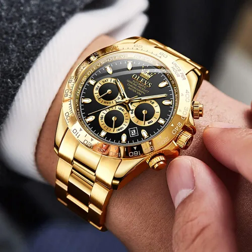 Vista 2 de OLEVS reloj mecánico automático, reloj de cuerda automático de lujo para hombre a prueba de agua, acero inoxidable.