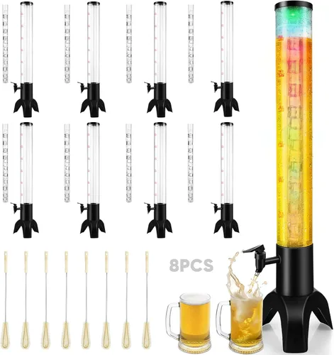Vista 10 de Mimosa Tower, dispensador de torre de bebidas de 100 oz/3 L con tubo de hielo y luz LED, dispensador de cerveza de mesa (1 unidad)