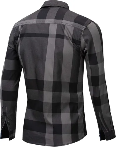 Vista 2 de FREDD MARSHALL Camisas a cuadros de manga larga para hombre 100% algodón