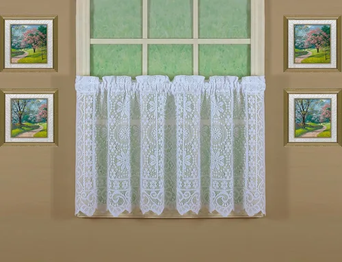 Vista 23 de Today's Curtain Hopewell Cenefa de encaje prémium de 12 pulgadas, crema, 58 pulgadas de ancho x 12 pulgadas de largo