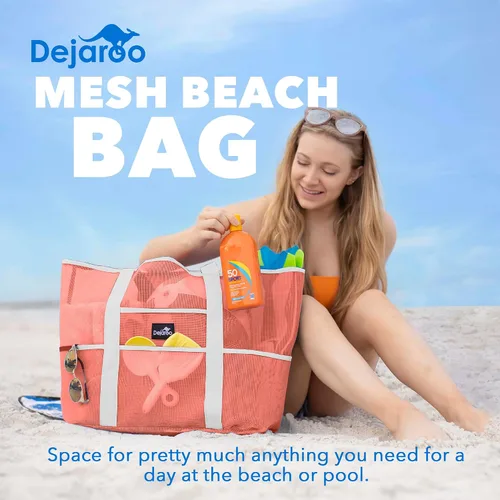 Vista 2 de Dejaroo Bolsa de playa de malla ligera, para juguetes y elementos esenciales de vacaciones