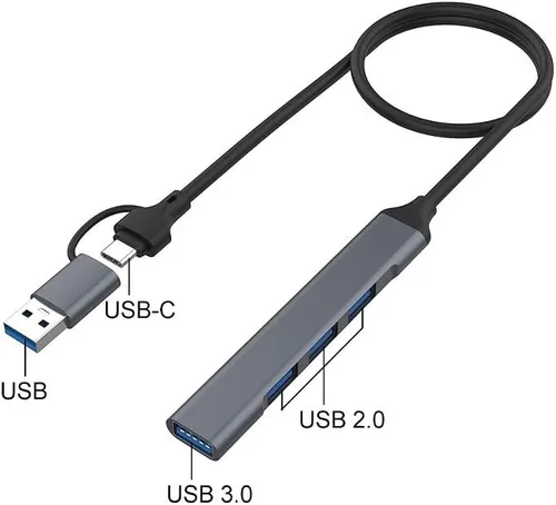 Vista 2 de Concentrador USB, adaptador USB C a USB, USB C a USB A Hub con cable de 1.6 pies, 4 puertos USB-C USB Hub 3.0/2.0, para MacBook Pro, iMac 2021