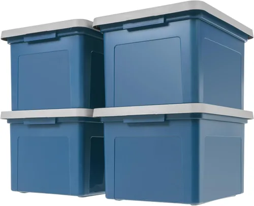 Vista 8 de IRIS USA 3-Pack 35 Qt. Letter/Legal File Box with Lid, Clear/Blue Transparente/azul