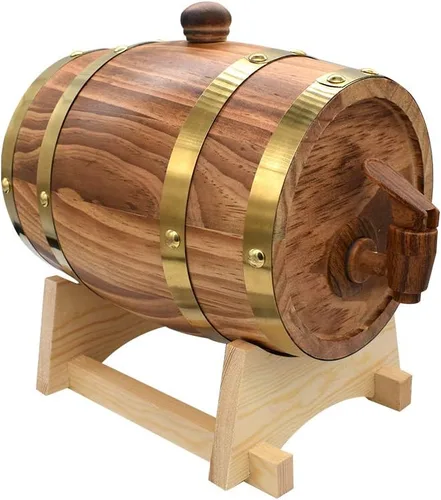Vista 3 de Barriles grandes de roble envejecido, dispensador de barril de whisky, cubo de vino, sin fugas, para almacenamiento de vino, licores y whisky