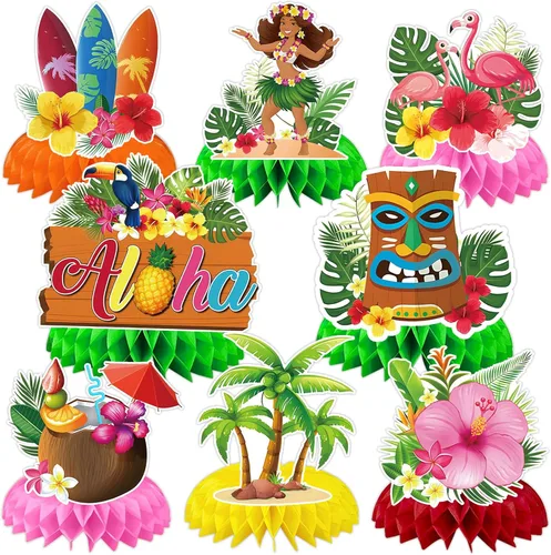 Vista 11 de JULMELON Paquete de 8 piezas de decoraciones de mesa para el 4 de julio, centros de mesa de panal, centros de mesa dobles de 3D para el 4 de julio