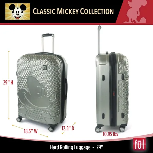 Vista 2 de FUL Disney Mickey Mouse - Maleta rígida con ruedas giratorias plateado Disney Mickey Mouse - Maleta rígida con ruedas giratorias