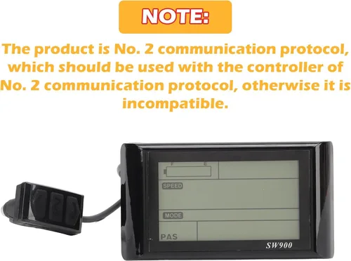 Vista 2 de Pantalla LCD para bicicleta eléctrica, 5 pines SW900 impermeable panel de control de medidor de batería inteligente con seguimiento de consumo