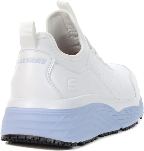 Vista 3 de Skechers Zapatos deportivos Work Max Cushioning Elite SR - Serotina para mujer, color blanco/azul claro, talla 10, Blanco/celeste