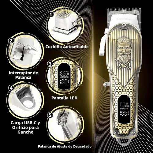 Vista 7 de VanEdwin - Cortadora de pelo profesional de alta potencia para hombres, cortadora de pelo profesional de alta potencia y recortadora de barba