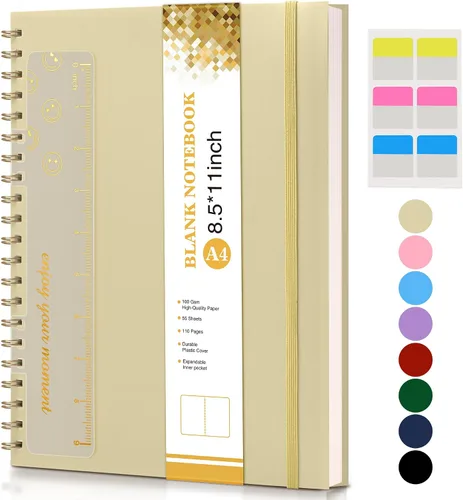 Vista 21 de Cuaderno de espiral de 8.5 x 11 pulgadas, cuadernos grandes A4 para mujeres y hombres, diario rayado universitario, papel de 3.53 oz/m², diarios