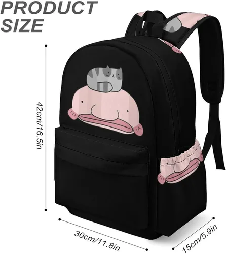 Vista 3 de Linda mochila para portátil de pez globo y gato para mujeres y hombres, bonita bolsa de hombro impresa para viajes, deportes, trabajo