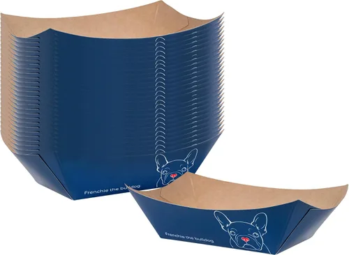 Vista 28 de Restaurantware Bio Tek - Botes de comida de 2 onzas, 50 bandejas de papel desechables para alimentos, de papel negro, resistentes a la grasa
