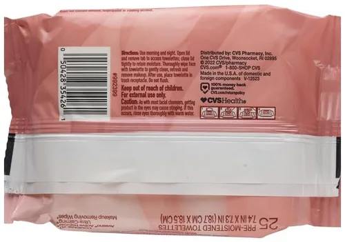 Vista 5 de CVS Beauty - Toallitas limpiadoras calmantes, toallitas faciales desmaquillantes, 100% paño a base de plantas, 25 unidades - 1 unidad