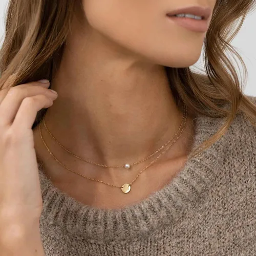 Vista 3 de Ieftop Regalos para el día de San Valentín para ella, delicado collar de oro para mujer, chapado en oro de 14 quilates, bonito collar de corazón