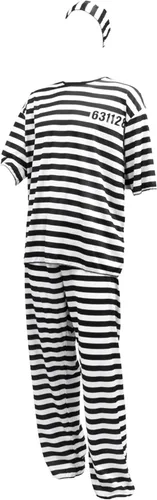 Vista 3 de Conniving Convict Mens Halloween Costume - Orange Prisoner Jumpsuit