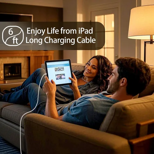 Vista 3 de Cargador para iPad de carga rápida, cable USB-C de 6 pies y bloque de cargador USB C de 20 W, paquete de 1 para Apple iPad A16 11th 10th, Pro 13
