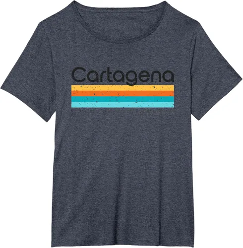 Vista 79 de Camiseta vintage de Cartagena Colombia con diseño retro, Blanco, S