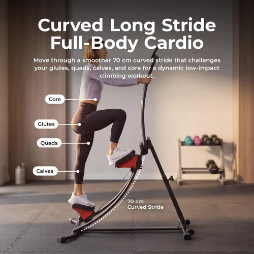 Vista 2 de Sunny Health & Fitness Escalador de escaleras para el hogar, escalador plegable inteligente SunnyFit App Connection, Long Stride Length, Home Gym