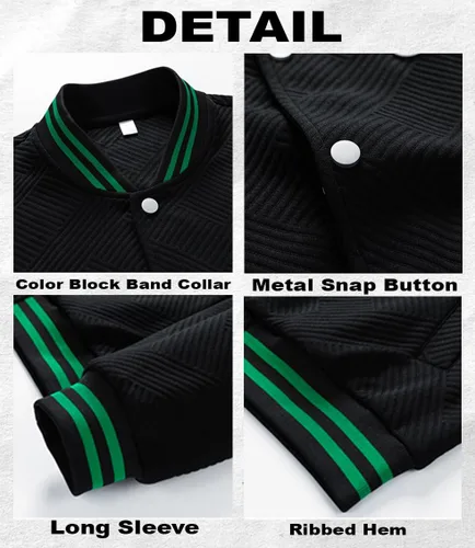 Vista 2 de Chaqueta casual de jacquard para hombre, con bloques de color, ligera, con bolsillos