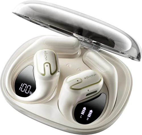 Vista 9 de Auriculares de oreja abierta inalámbricos - Auriculares Bluetooth 5.4 con pantalla digital LED IPX7 impermeable, auriculares inalámbricos control