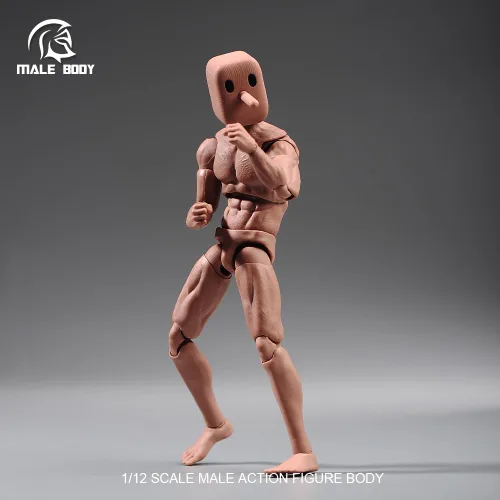 Vista 4 de Fremego Figura de acción masculina a escala 1/12, figura muscular súper flexible y fuerte de 6 pulgadas, cabeza cuadrada, figura de acción