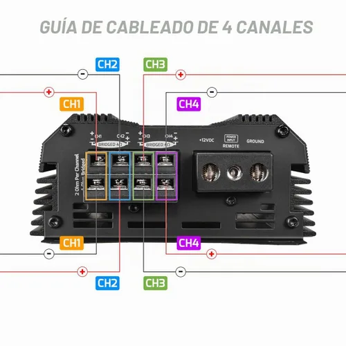 Vista 6 de PRV Audio MDX2000.4 Amplificador de Audio para Automóvil Mini de 4 Canales de 2 Ohmios 4 x 500 Vatios RMS a 2 Ohmios - Amplificador Puenteable