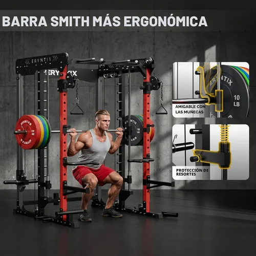 Vista 5 de Power Rack, 2600 LBS Capacity Smith Machine for Home Gym Garage, All-in-One Power Cage with Cable Crossover, Heavy-Duty Squat Rack, 84'' Home Gym
