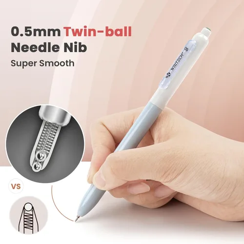 Vista 2 de WRITECH Bolígrafos de Gel de Punta Fina: 0.5mm Retráctil de Punta Fina Conjunto de Bolígrafos de Escritura Suave Sin Manchas Tinta Negra Clic