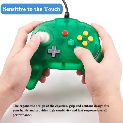 Vista 2 de miadore 2 Pack Classic N64 Controller Game Pads Joystick for N64 Video Game System N64 Console (GrayJungle Green)