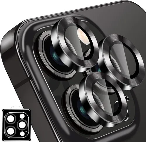 Vista 93 de Compatible con iPhone 13 Pro para iPhone 13 Pro Max, protector de lente de cámara antiarañazos, vidrio templado 9H, protector de cámara de metal a