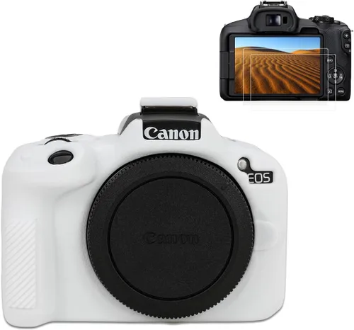 Vista 11 de Pocoukate Funda para cámara Canon EOS R50, funda protectora de silicona suave con protector de pantalla Accesorios para Canon EOS R50 Funda