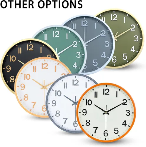 Vista 6 de Reloj de pared, moderno reloj de pared pequeño de 8 pulgadas, funciona con pilas, silencioso, analógico, clásico, para oficina, hogar, baño, cocina