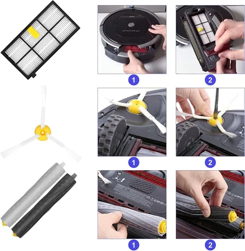 Vista 5 de Piezas de repuesto para irobot Roomba serie 800 y 900, kits de reposición para aspiradora Roomba 800 850 860 861 866 870 880 890 900 980 985