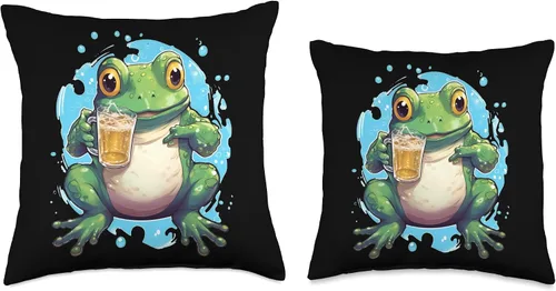 Vista 3 de Beer and Frog Beer Drinking Gifts Beber Funny Beer Drinker Frogs Toad Anfibian - Almohada de 16 x 16 pulgadas, multicolor