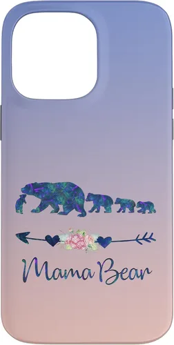 Vista 21 de Teal Blue Purple Floral Mama Bear Four Cubs Blue Pink Case for iPhone 17