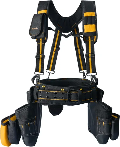 Vista 10 de MELOTOUGH Cinturón de herramientas con suspensión, bolsa de herramientas con suspensión, cinturón de herramientas con peine, delantal de carpintero