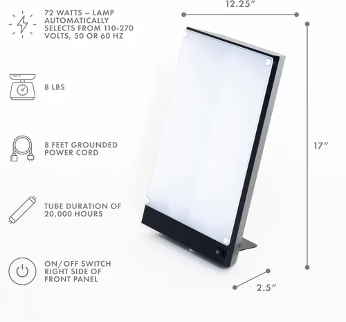 Vista 4 de Northern Light Technologies Boxelite Lámpara de Terapia de Luz Brillante de 10,000 Lux – Lámpara de Escritorio de Luz Solar de Espectro Completo Sin