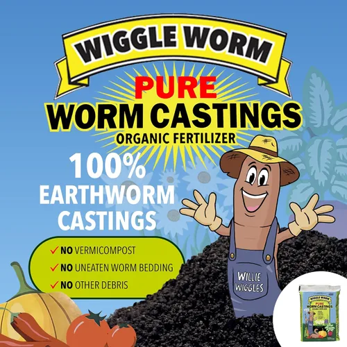 Vista 3 de Wiggle Worm Paquete combinado de fertilizantes, fertilizante de fundición de gusano puro de 15 libras y enmienda del suelo y concentrado de té