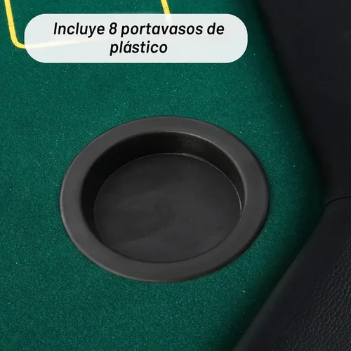 Vista 5 de Mesa de póquer plegable, mesa de cartas octágono con soporte para tazas, mesa de ocio de casino, mesa de póquer Texas Hold 'Em plegable para juego