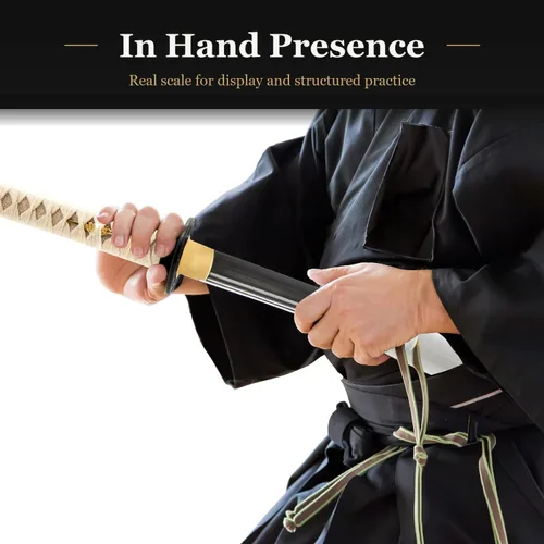 Vista 3 de HMS Samurai Katana Sword, Practical, Hand Forged, 1045 Carbon Steel, Heat Tempered/Clay Tempered, Full Tang, Sharp, Scabbard Blanco-dragón-951A