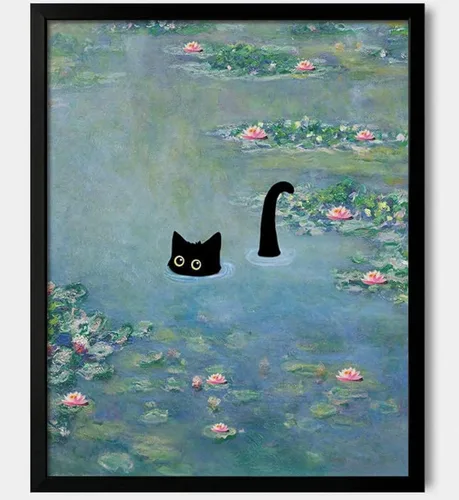 Vista 7 de Hamduker Cuadros de Arte de Pared de Gato Negro de Jardín Pósters Divertidos de Gato Preppy Decoración de Arte de Pared Galería de Granja Arte