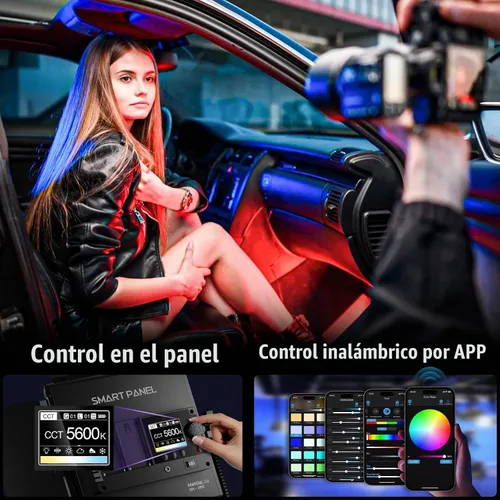 Vista 4 de Mettlelite Luz de Video LED RGB SPL210C con Control de APP, Panel RGB de Color Completo 360, 2800K-8000K, CRI/TLCI 97+, 10 Escenas, Iluminación