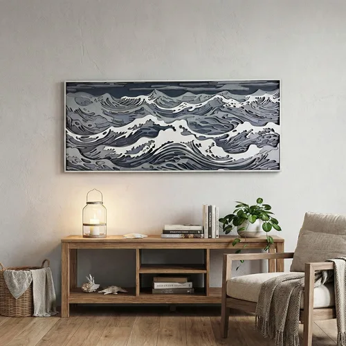 Vista 4 de NEODECO Decoración de pared de ondas de madera paramétrica, escultura de pared de madera 3D, arte de pared de madera de olas en el océano