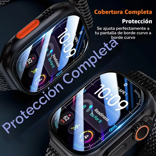 Vista 3 de LK Pack de 3 para Apple Watch Ultra 3 Protector de Pantalla 49mm [Cero-Falla] HD Top 9H Vidrio Templado Apple Watch Ultra / Ultra 2 Protector de Azul