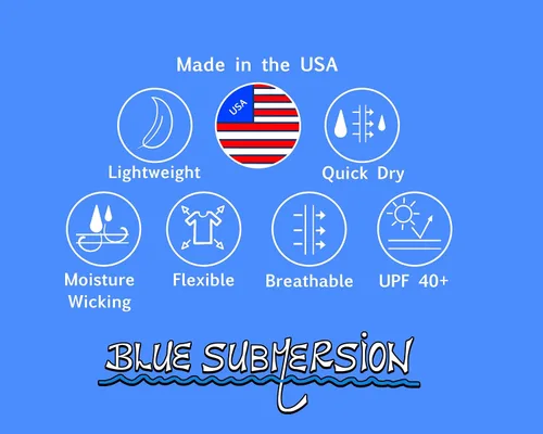 Vista 5 de Blue Submersion Camiseta de pesca de manga larga con protección solar UV UPF 40+ para hombres y mujeres